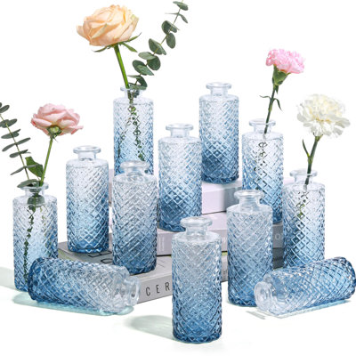 Loose Diamond Glass Vases Set of 12