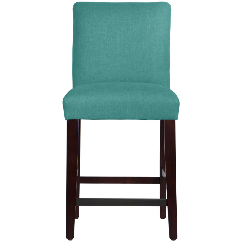 Tabouret de bar et de comptoir Sylva, Cabana bleu glacial brossé, Espresso, Tabouret de comptoir (siège d'une hauteur de 26 p