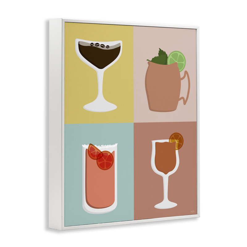 Mixed Cocktail Drinks, estampe numérique par Natalie Carpentieri, Estampe numérique encadrée blanc bord de mer