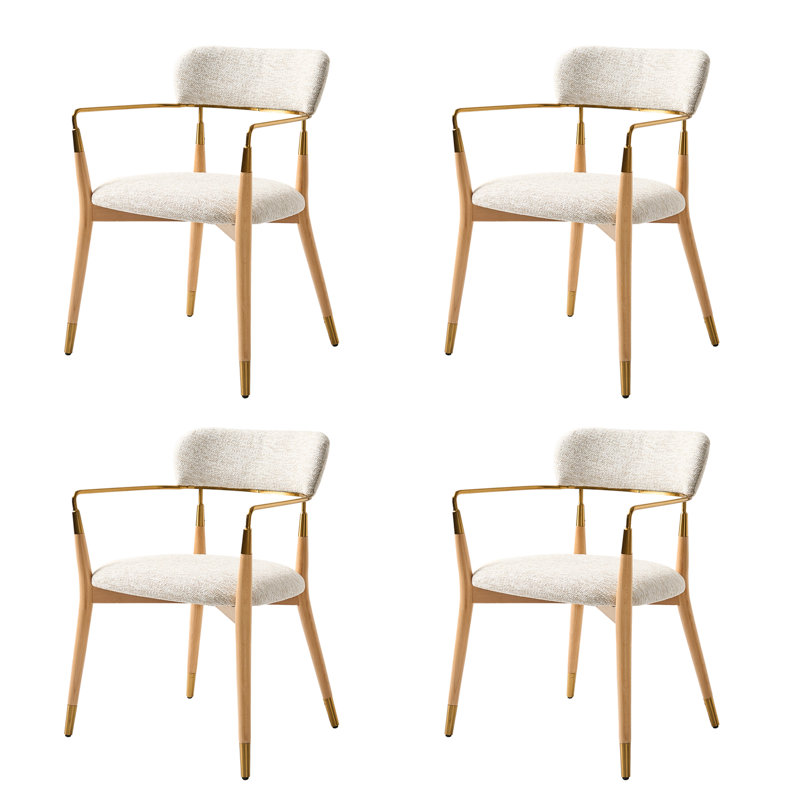 Ensemble de chaise de salle à manger moderne avec pieds en bois massif 22,75 po Rosaura, 4, Ivoire ivoire
