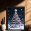 Art mural arbre de Noël noir encadré noir - décorations festives enneigées-1685548241