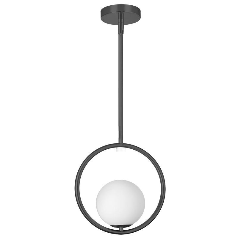 Luminaire suspendu à globe unique à 1 lumière, Noir mat, H 10,75 po x l 10 po x P 5,5 po