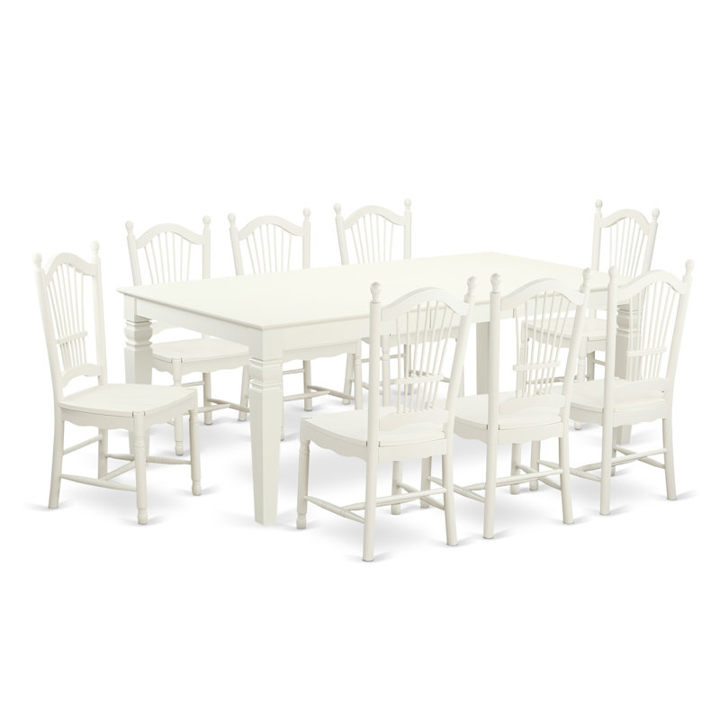 Cobleskill Dining Set, 7 Pieces ( 1 Table + 6 Chairs) , Linen White
