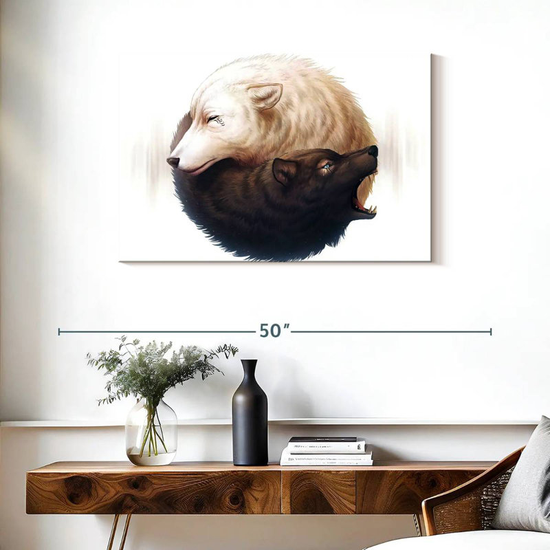 Yin And Yang Wolves, 24" H x 36" W