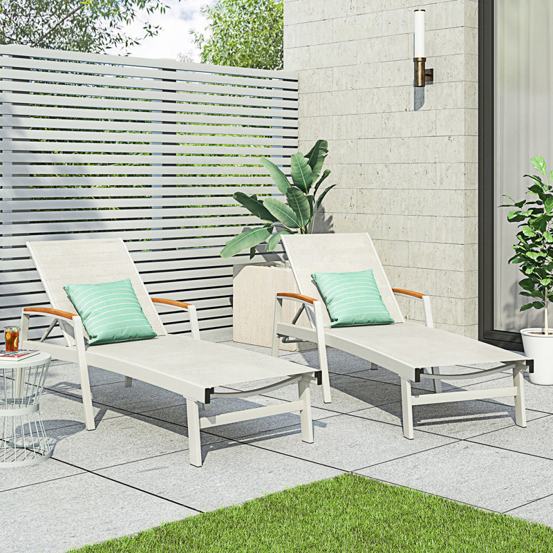 Ensemble de 2 chaises longues, Blanc