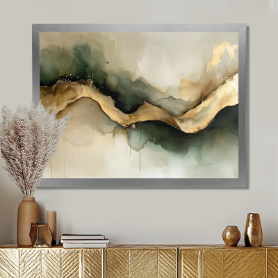 Abstract Liquid Ink Divide Fight Of Emerald II - Abstract Liquid ink Large Wall Art