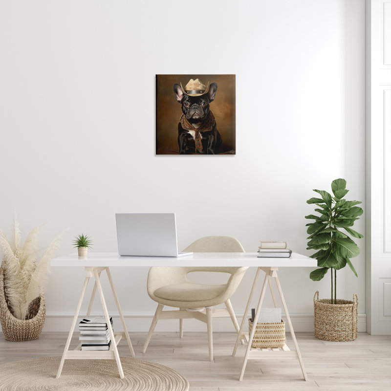 «French Bulldog Portrait», art mural sur toile par RB, H 24 po x l 24 po