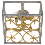Scroll 4 - Light 14" Caged Square / Rectangle Flush Mount