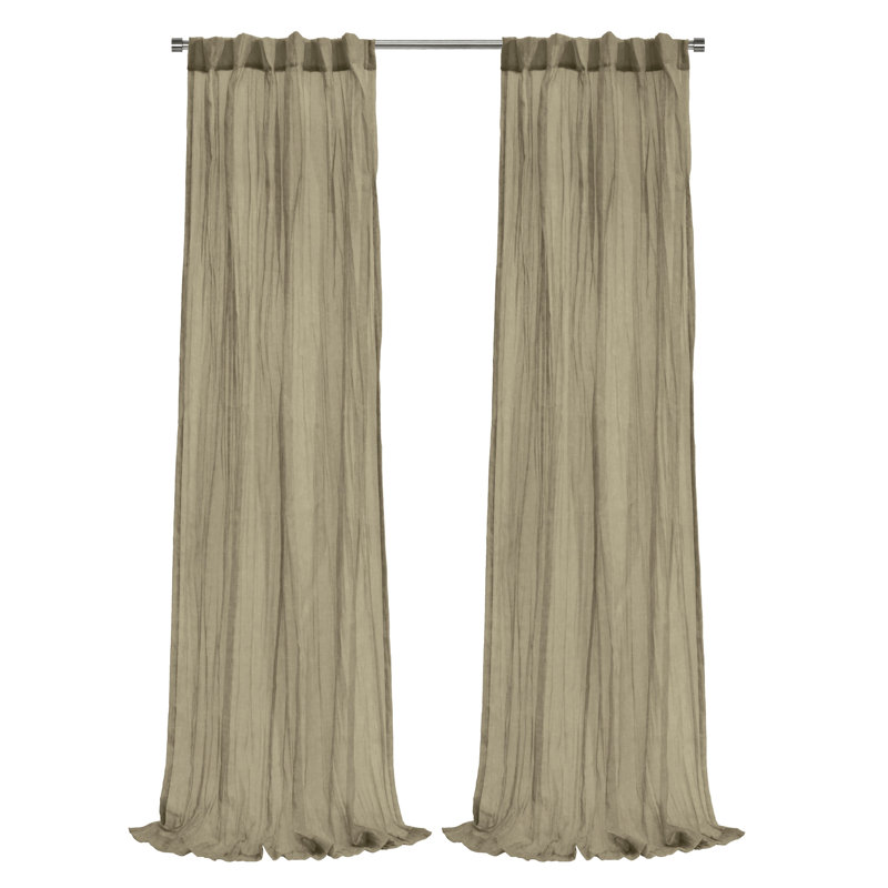 Paloma Sheer Dual Header Curtain Panel 52 x 95 in Khaki, Khaki, 52" W x 95" L