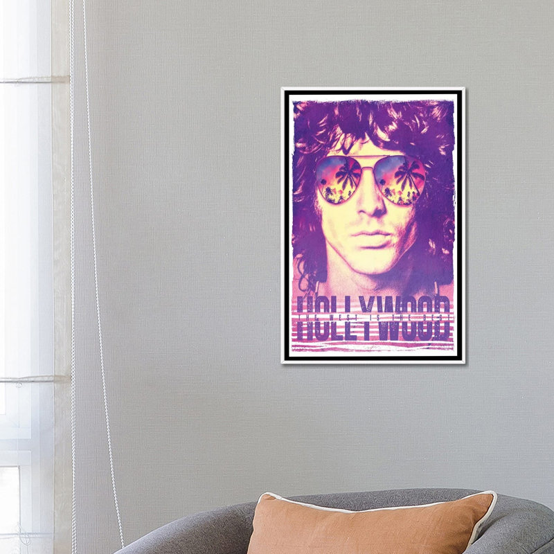 Jim Morrison, Hollywood Life - Publicité imprimée, Aucun mat, H 26 po x l 18 po x 1,5 po, Toile blanche encadrée