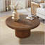 Table basse ronde 35,98 pouces avec pieds cylindriques, plateau en placage de bois, parfaite pour le salon et le bureau