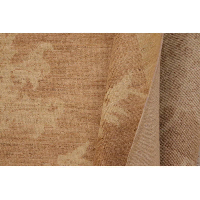 Tapis brun / jaune en laine noué à la main à motif floral 8 pi 10 po x 11 pi 1 po Fabry