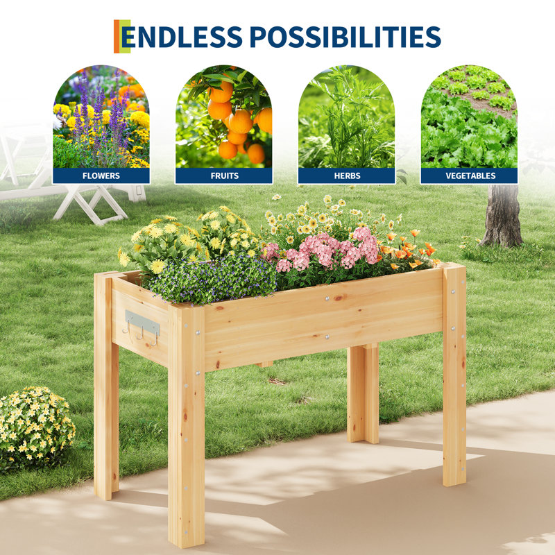 Raised Garden Bed, 76cm H x 116cm W x 57cm D, Yellow