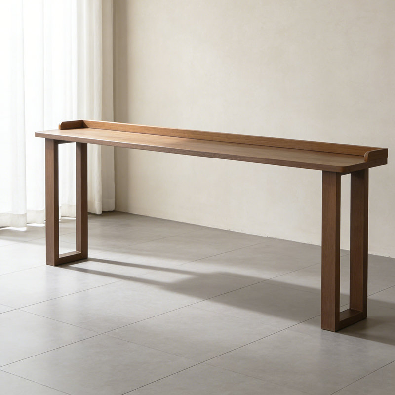 Solid Wood Bar Table with Raised Edge, 43.3" H x 78.7" W x 15.7" D