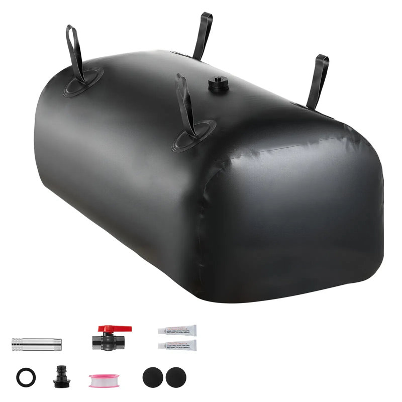 Water Storage Bladder, 30 Gal Collapsible Water Storage Bag, Wear-resistant 1000d Pvc Soft Waters Bag, Leakproof Camping Tank Containers For Garden Irrigation Rv Emergency Use, Black