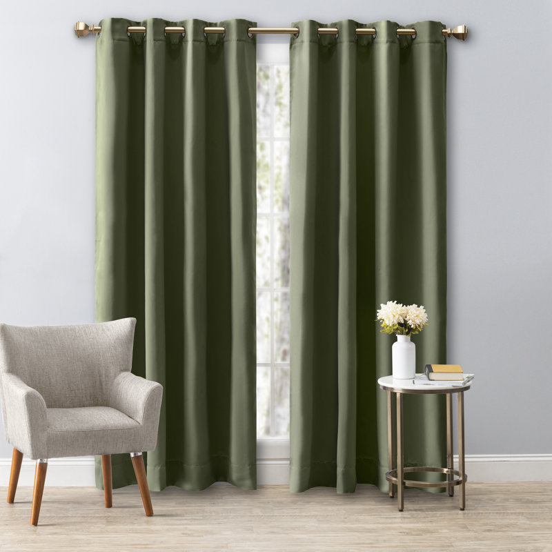Ardelle Blackout Curtain Single Panel, 56" W x 72" L, Sage with Antiqued Bronze Grommets