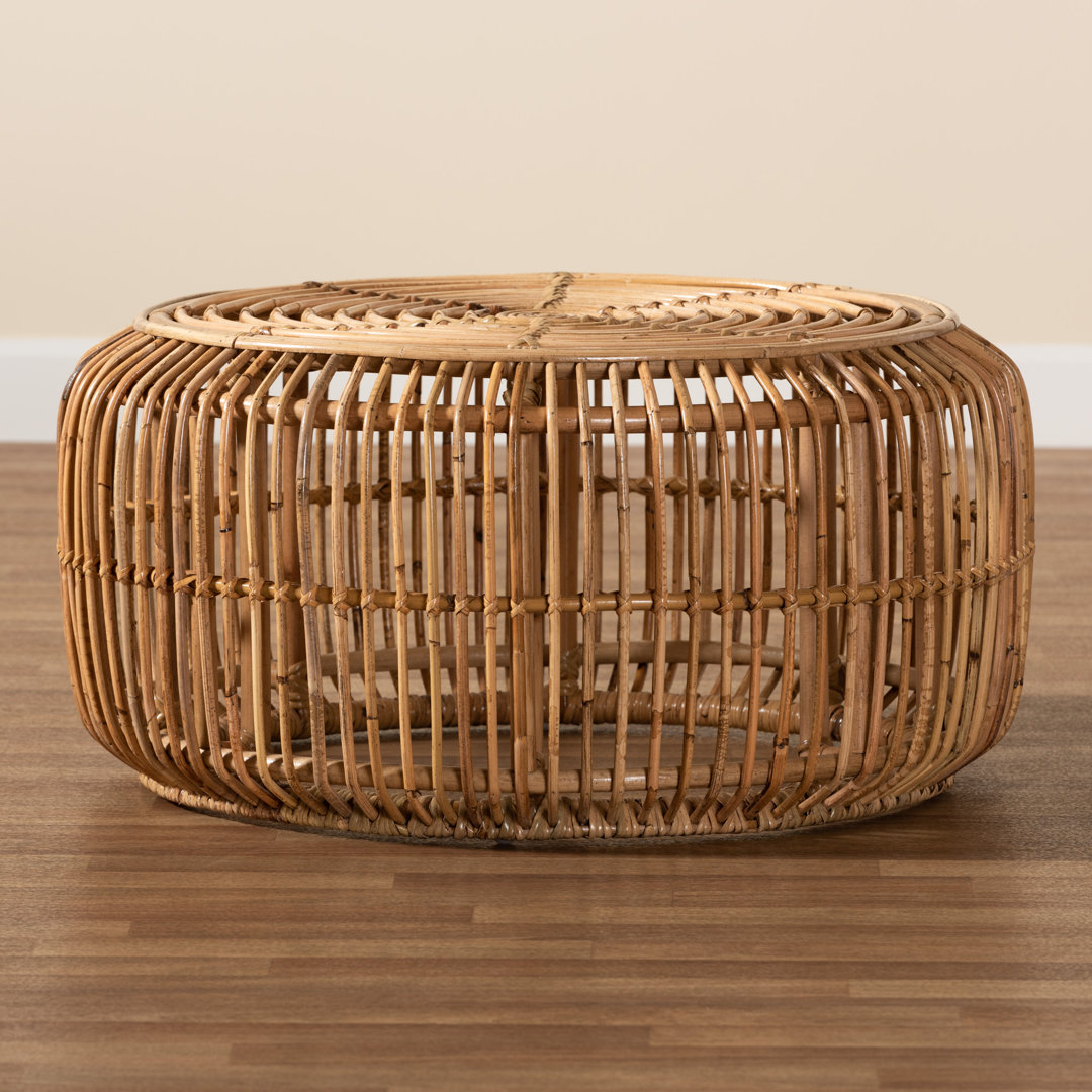 Capriles Modern Bohemian Antique Rattan Coffee Table Bayou Breeze