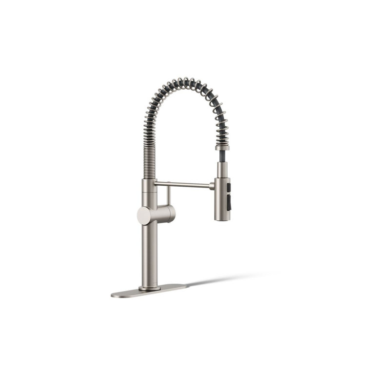 Kohler Crue Single Handle Semi-Professional Pre-Rinse Kitchen Faucet with Three-Function Pull Down Sprayer