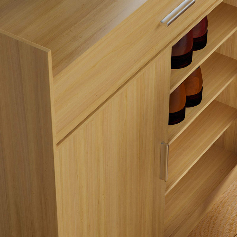 8 Pair Shoe Storage Cabinet, Oak