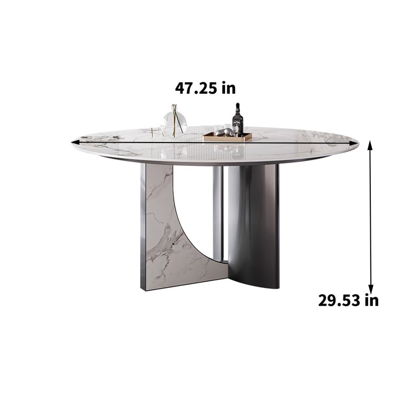 Table ronde de restaurant de luxe Rock Plate Light, H 29,53 po x L 47,25 po x l 47,25 po