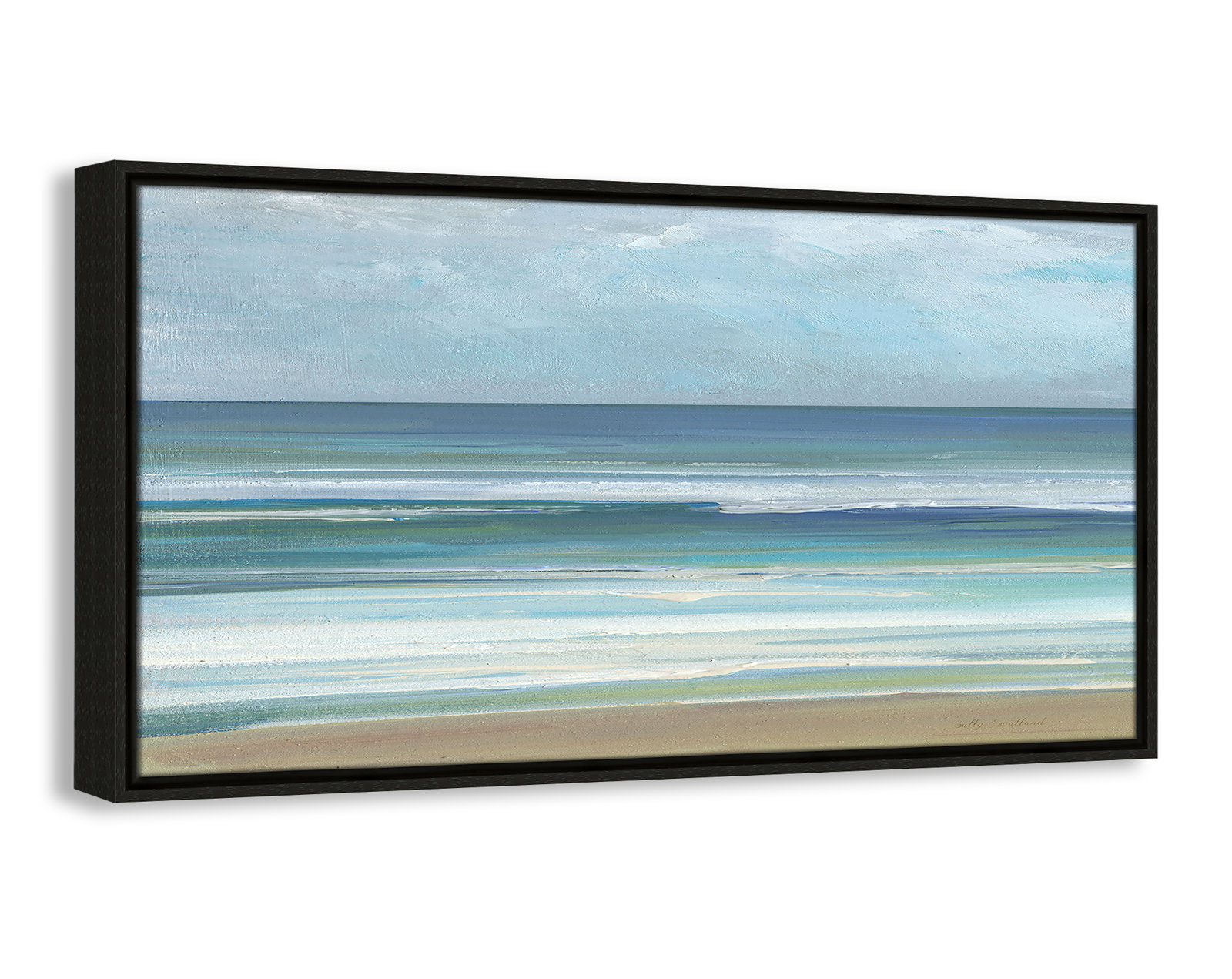 Gentle Waves I - Panorama Version Print by Sally Swatland, 16.5" H x 31.5" W, Espresso