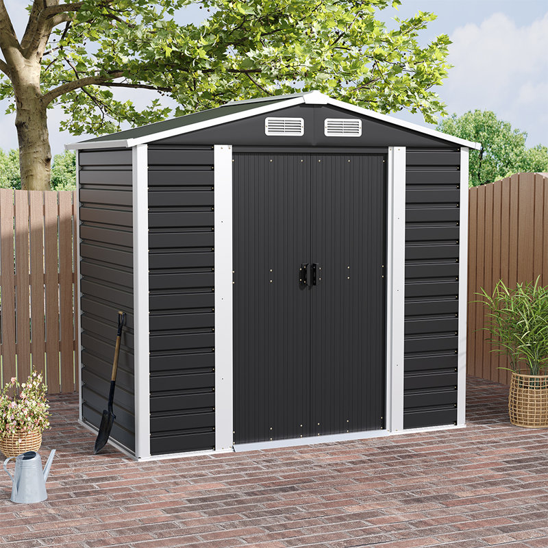 Black Outdoor Metal Garden Storage Shed