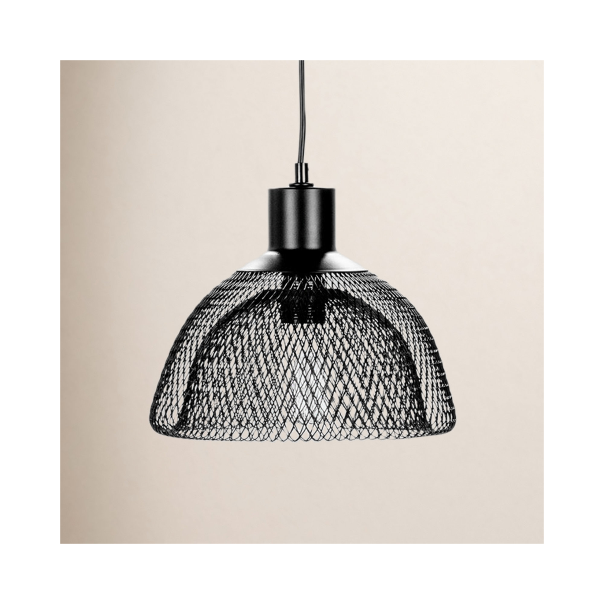 Single Light Metal Pendant, Black, 15.6" H x 10" W x 10" D