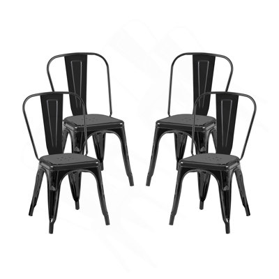 Chaises de salle à manger en métal de style industriel empilable à 18 po de hauteur, intérieur extérieur, surface légère facile à nettoyer, assemblage facile, conception moderne durable