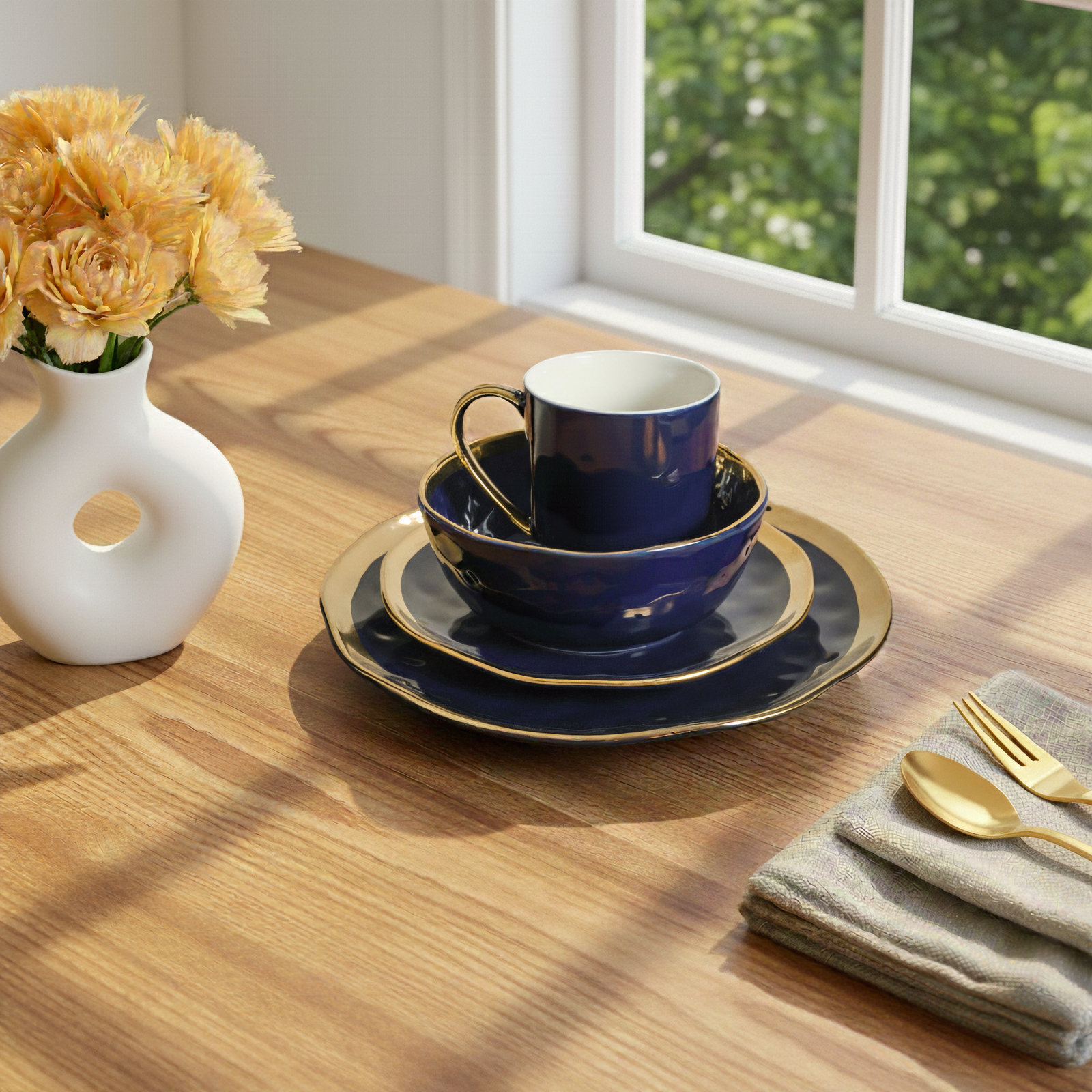 Porcelain Dinnerware Set, Blue