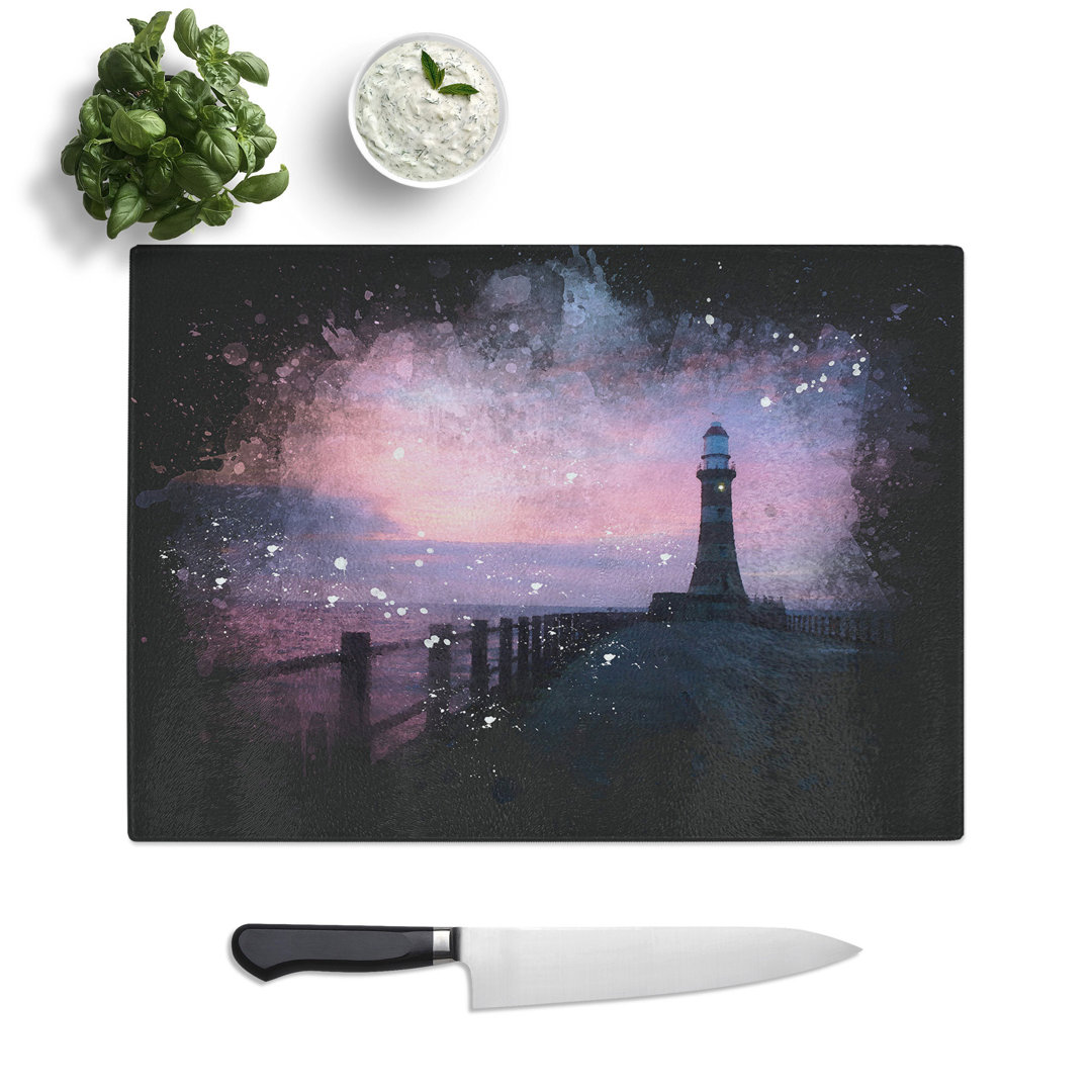 Lighthouse at Sunset Paint Splash Chopping Board