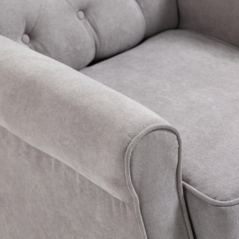 Lachesis Wingback Chair,wood, Gray Fabric