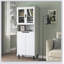 Armoire de rangement haute avec 2 portes vitrées et 2 portes, grande armoire de cuisine