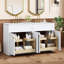 Meuble-lavabo 60 po avec lavabo en céramique, armoire de rangement autoportante moderne avec poignées dorées, portes à fermeture douce-1538941775