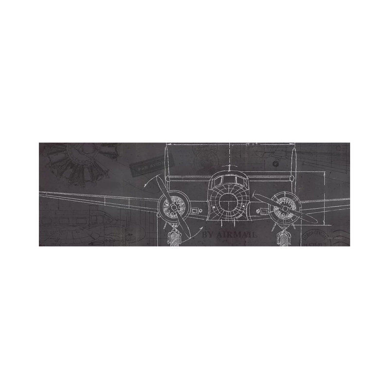 Plane Blueprint IV by Marco Fabiano - Wrapped Canvas Panoramic Print, 30.48 cm H x 91.44 cm W x 1.91 cm D