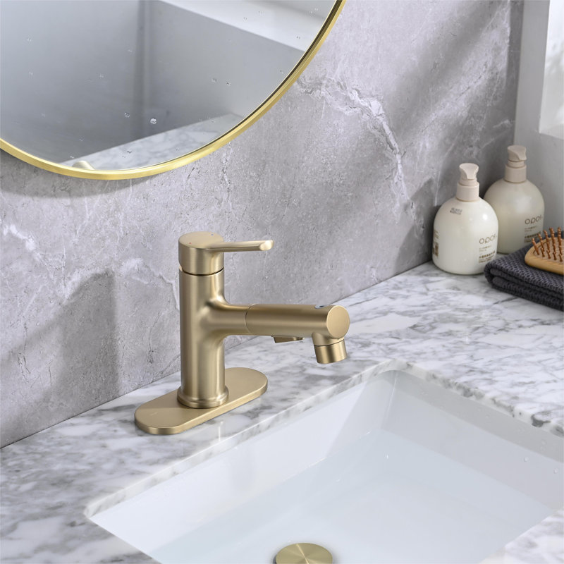 Single-handle Bathroom Faucet with Drain Assembly, Brushed Nickel