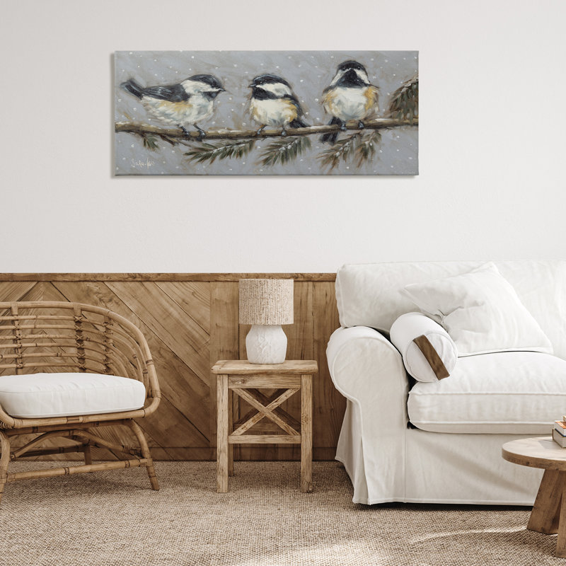 «Winter Bird Trio», art mural par Sara, H 20 po x l 48 po