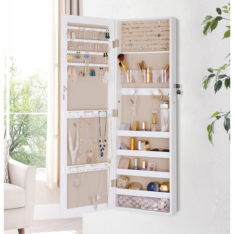 Armoire à bijoux murale avec miroir Eudosia, Blanc