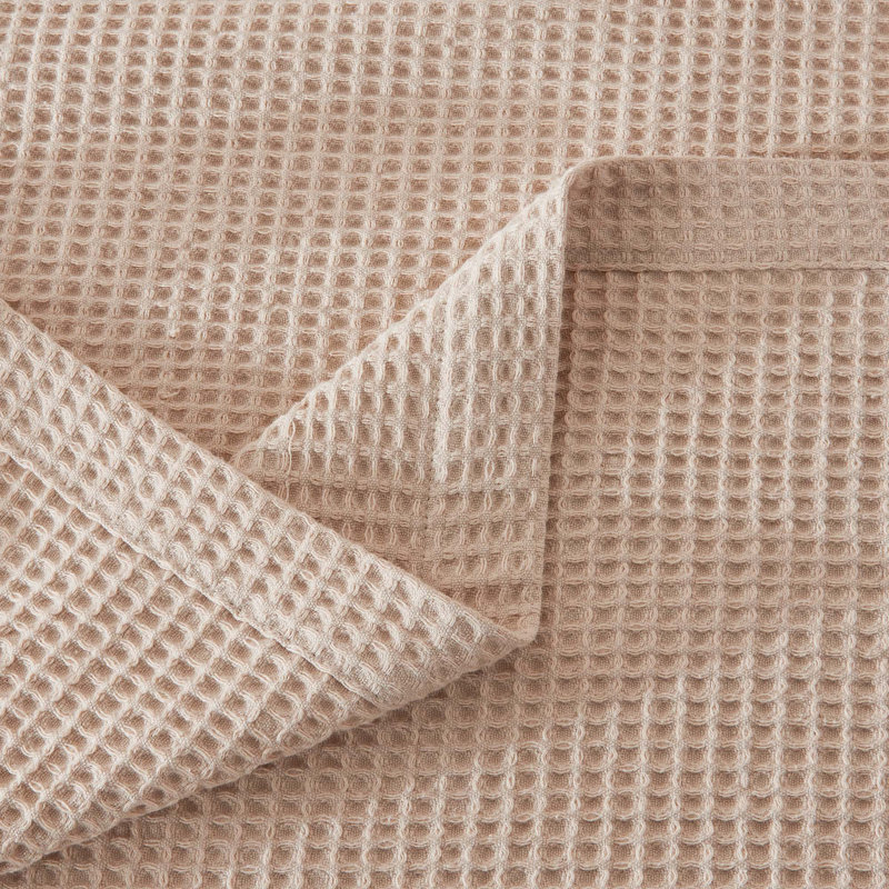 Couverture 100% coton tissé gaufré, Simple, Taupe