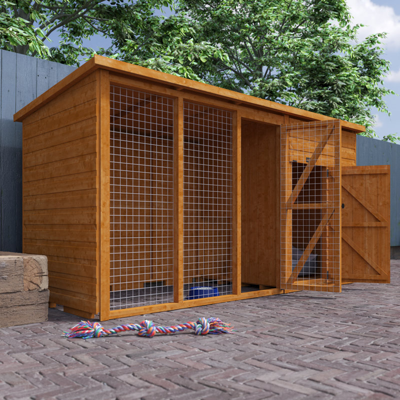 Tiger Solid Wood Dog House, 151.9cm H x 355cm W x 117.4cm D
