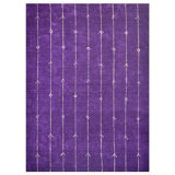 Soie géométrique nouée à la main de couleur mauve, tapis