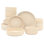 Service de table en grès 16 pièces Gibson Elite Deerfield - Assiettes et bols empilables, glacis réactif, service pour 4, blanc crème