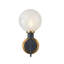 Applique murale 1 lumière Erickson - Noir - Laiton brossé - Verre Blizzard