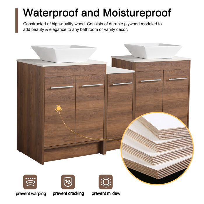 Latitude Run® Atreal 60''Double Ceramic Sink Freestanding Bathroom ...