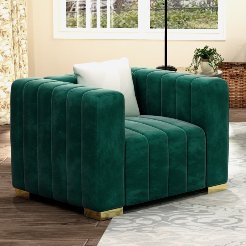 Fauteuil d'appoint 35,4 po, Vert, Doré