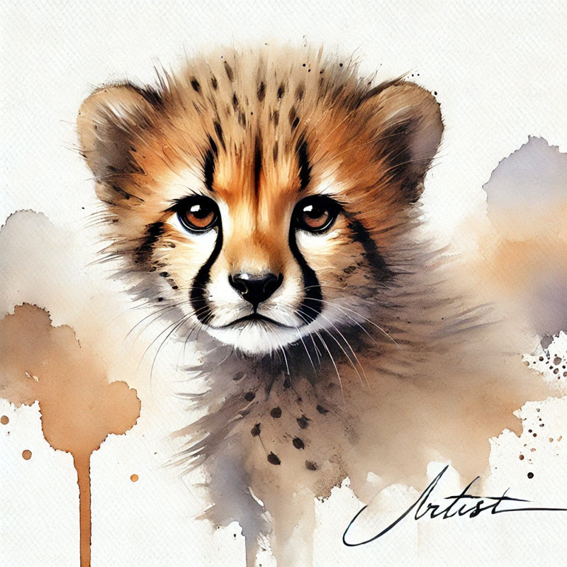 «Baby Cheetah», art mural sur toile, H 12 po x l 12 po