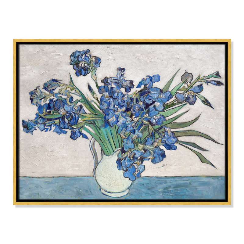 Imprimé iris bleu par Vincent Van Gogh, H 25,5 po x l 19,5 po, Cadre flottant doré, Pas de tapis