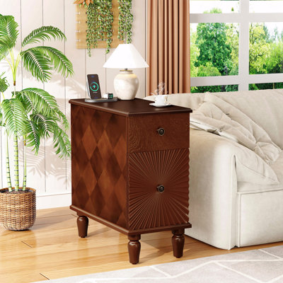 Table de chevet moderne à 2 tiroirs (compatible avec table de chevet), table d'appoint étroite (compatible avec table de chevet), table de chevet mince pour le salon, la chambre à coucher, pour la chambre à coucher