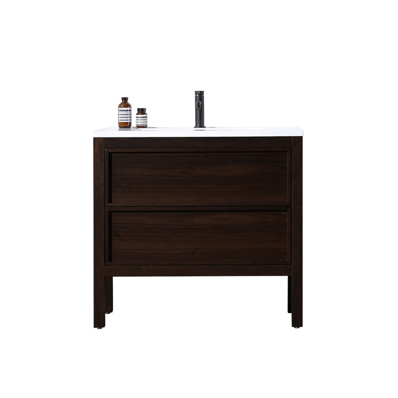 Ensemble de meuble-lavabo simple 35,43 po Gonzalo, Noyer foncé