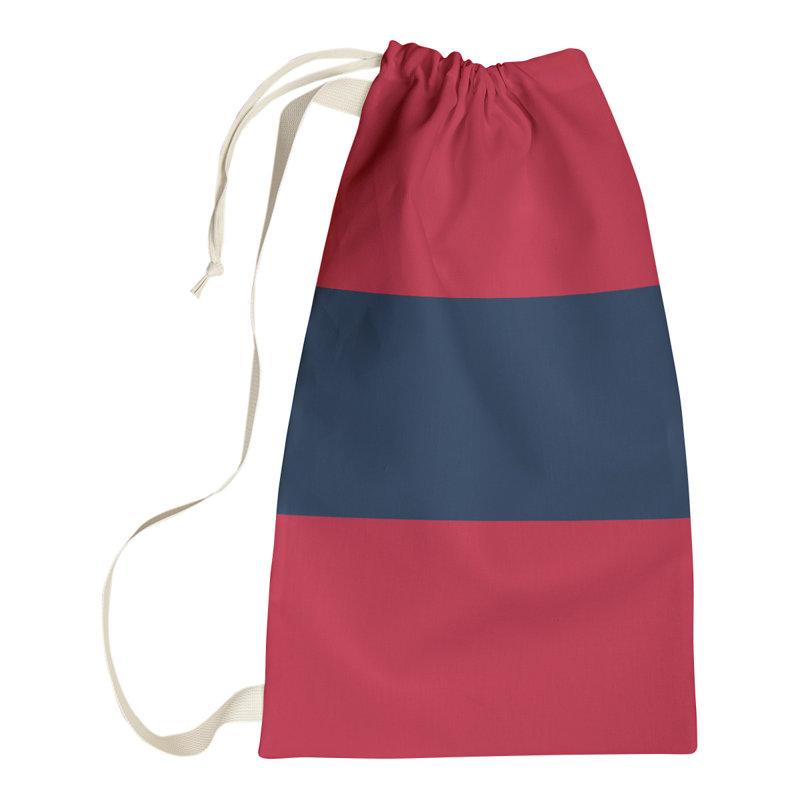 Fabric Laundry Bag with Handles, 29" H x 18" W x 1.5" D, Candy Apple Red/Blue/Candy Apple Red
