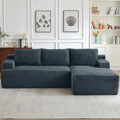 Space-saving Corduroy Sofas, Plush L-shaped Cloud Design, Multifunctional For Home